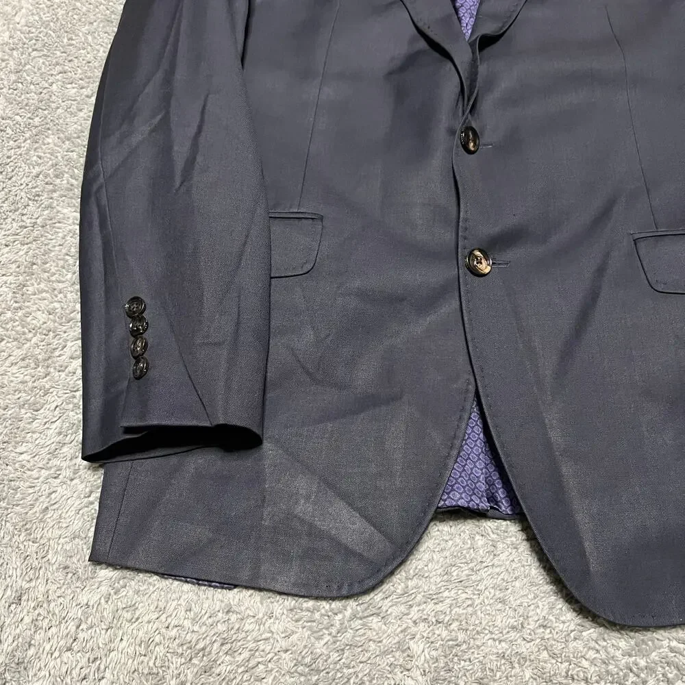 TED BAKER Endurance Blazer Mens 42 Navy Wool Sport Coat Jacket Pick Stitching